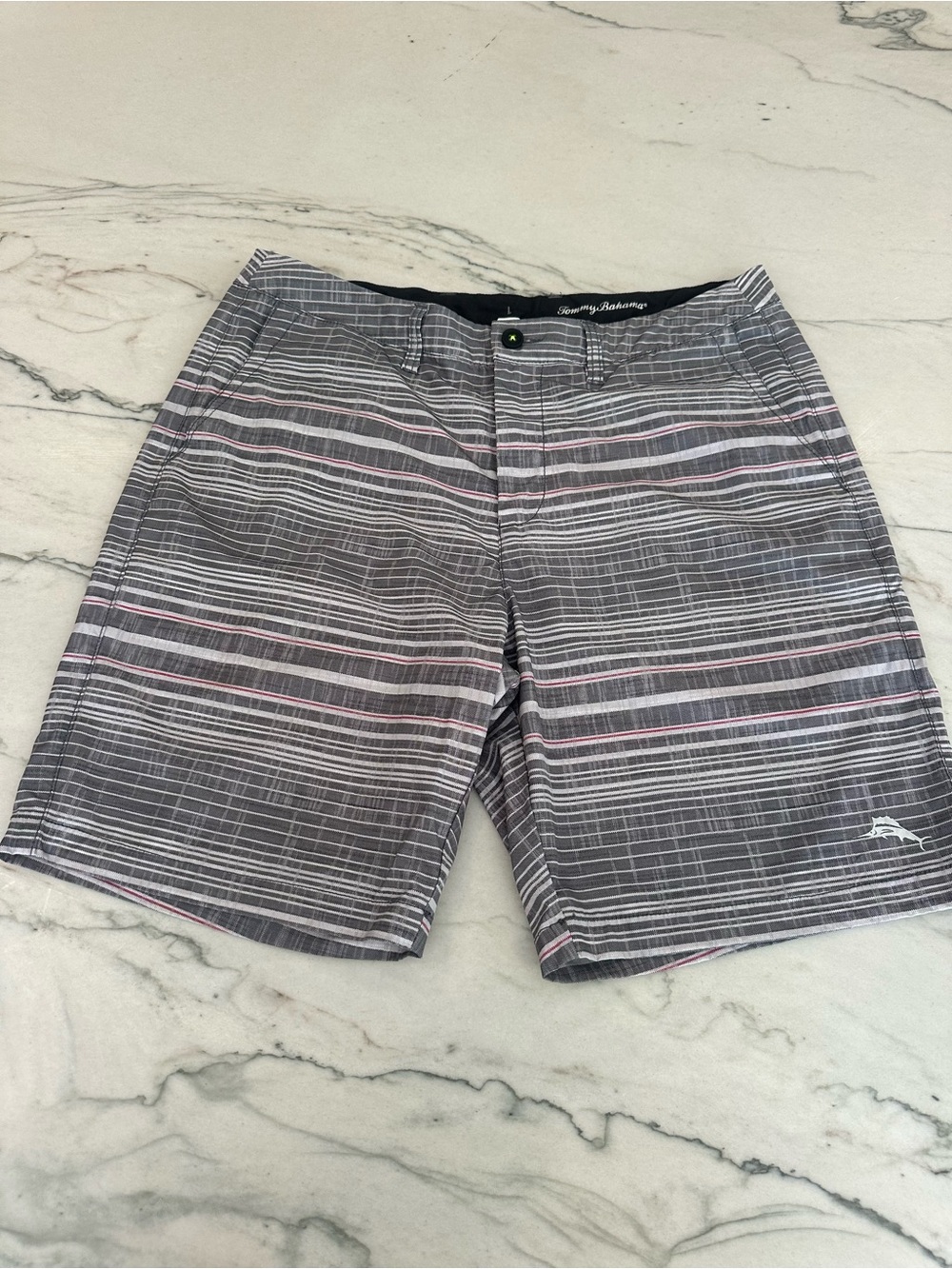 Tommy Bahama Men's Gray Striped Performance Shorts 35